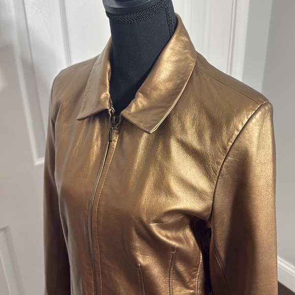 Vintage Coldwater Creek Metallic Leather Jacket - Size Small - Picture 2 of 10
